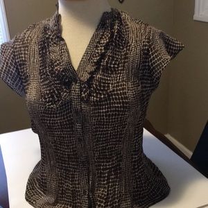 Brown button up blouse size large